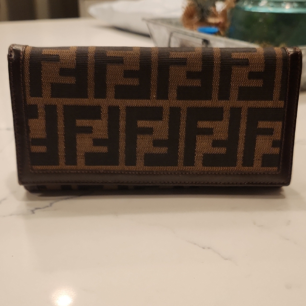 Fendi Tan and Black Logo Wallet